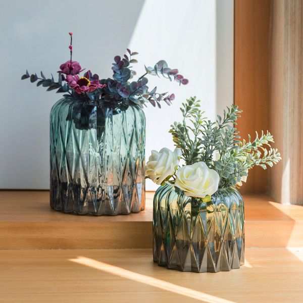 

home decoration geometric glass vase modern minimalist flower arrangement living room decoration