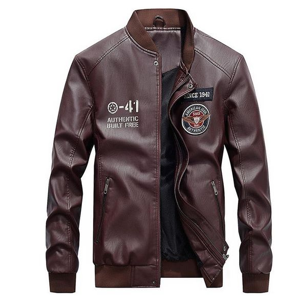 men's vintage stand collar leather jacket fashion motorcycle pu faux leather outwear autumn winter fleece liner coat m-xxxxl, Black
men's vintage stand collar leather jacket fashion motorcycle pu faux leather outwear autumn winter fleece liner coat m-xxxxl, Black
