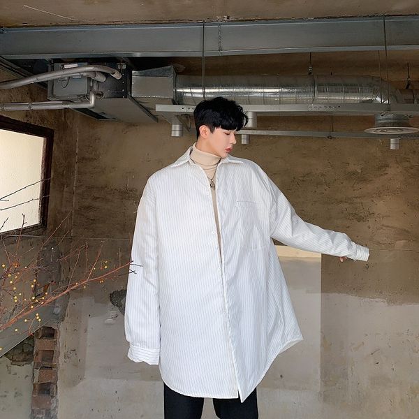 men streetwear hip hop loose parkas coat winter padded cotton long casual stripe shirt style jacket overcoat male outerwear, Black
men streetwear hip hop loose parkas coat winter padded cotton long casual stripe shirt style jacket overcoat male outerwear, Black
