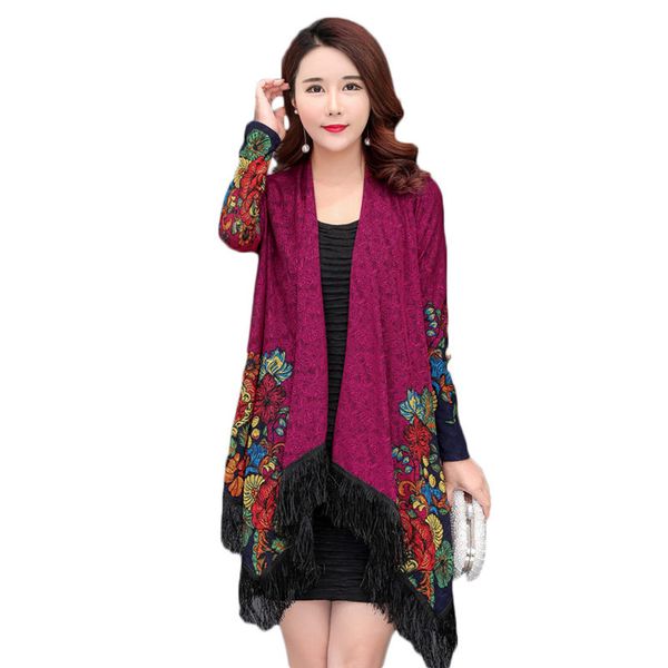 2019 spring fall plus size cardigans women elegant long sleeve tassel jacket loose shawl cloak flower cape femme poncho f878, White
2019 spring fall plus size cardigans women elegant long sleeve tassel jacket loose shawl cloak flower cape femme poncho f878, White