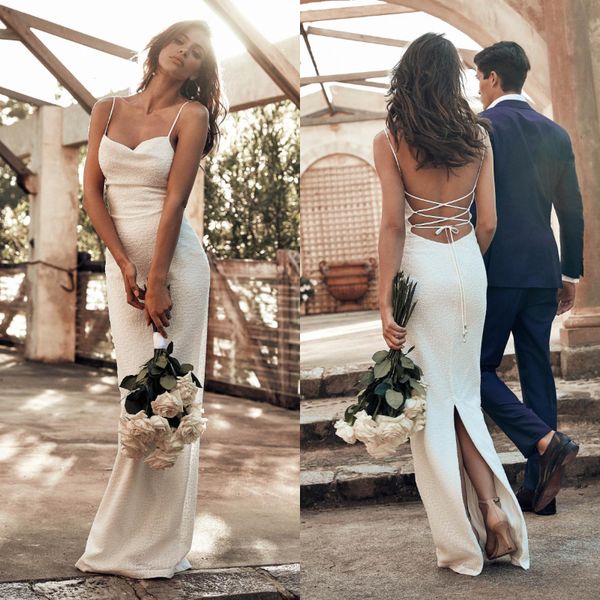 In Stock Cheap Straps Sheath Wedding Dresses New 2019 Back Slit Sexy Open Back Beach Boho Bridal Gowns Spaghetti Bride Dress F0598
In Stock Cheap Straps Sheath Wedding Dresses New 2019 Back Slit Sexy Open Back Beach Boho Bridal Gowns Spaghetti Bride Dress F0598