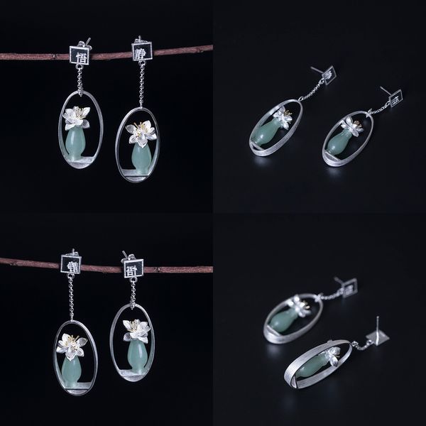 925 natural eastern tombs jade carving moment flower arrangement earrings ma'am literature china wind silver asymmetry written words lo, Golden
925 natural eastern tombs jade carving moment flower arrangement earrings ma'am literature china wind silver asymmetry written words lo, Golden