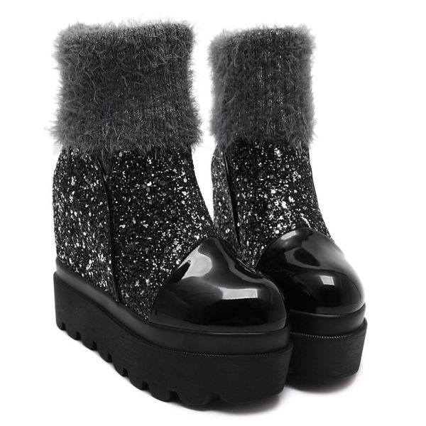 2019 new women boots snow boots platform wedges ankle fashion bling winter shoes for women warm flynit mid-calf, Black
2019 new women boots snow boots platform wedges ankle fashion bling winter shoes for women warm flynit mid-calf, Black