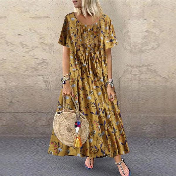 women's dress fashion pleated leaves plus size floral print party o-neck short sleeve vintage maxi women dress new style #30, Black;gray
women's dress fashion pleated leaves plus size floral print party o-neck short sleeve vintage maxi women dress new style #30, Black;gray