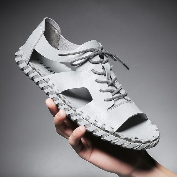 leather men sandals flats black comfortable men summer shoes handamde breathable beach sandals outdoor shoes chaussure homme