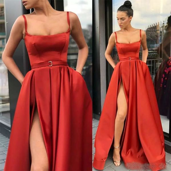 2019 a line prom dresses spaghetti straps high split evening dress celebrity gowns women formal wear, Black
2019 a line prom dresses spaghetti straps high split evening dress celebrity gowns women formal wear, Black