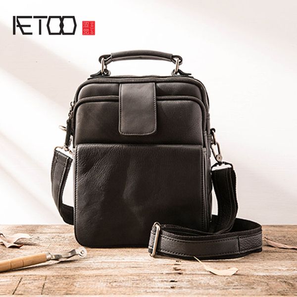 

aetoo new leather british business retro men's bag fashion casual handbag first layer leather shoulder diagonal package