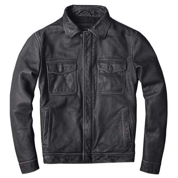 2018 new men vintage gray genuine motorcycle leatehr jacket simple casual riding biker jackets winter coats, Black
2018 new men vintage gray genuine motorcycle leatehr jacket simple casual riding biker jackets winter coats, Black
