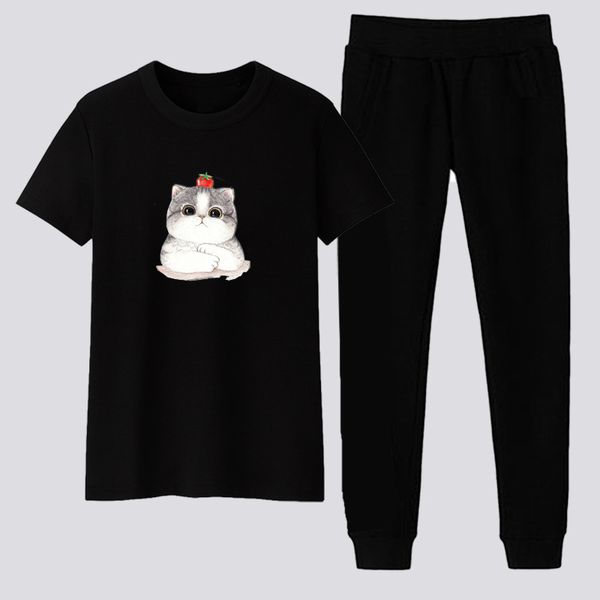 two piece set tracksuit women jogging femme woman clothes conjunto deportivo mujer cat print tee and pants sweatsuit outfits, White
two piece set tracksuit women jogging femme woman clothes conjunto deportivo mujer cat print tee and pants sweatsuit outfits, White