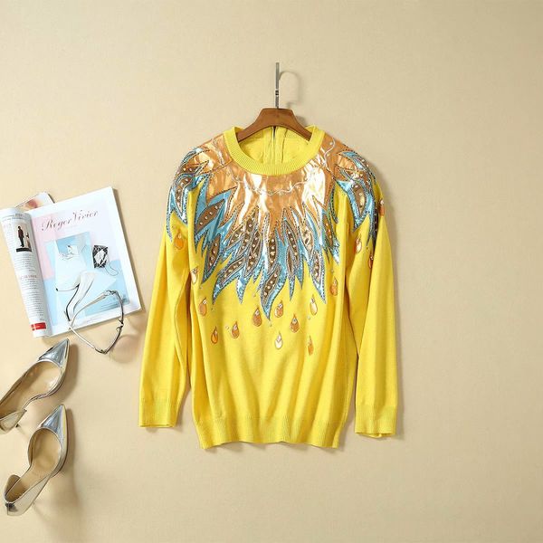 european and american women's clothing autumn 2019 new style long-sleeved round collar patch fashion beaded knit sweater, White;black
european and american women's clothing autumn 2019 new style long-sleeved round collar patch fashion beaded knit sweater, White;black