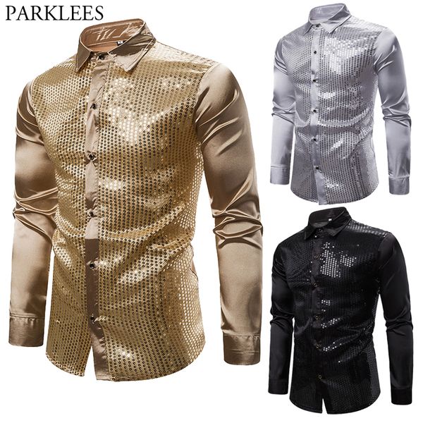 sequined shirt men smooth silk satin men long sleeve shiny glitter dress shirt fashion party prom mens tuxedo shirts camisa, White;black
sequined shirt men smooth silk satin men long sleeve shiny glitter dress shirt fashion party prom mens tuxedo shirts camisa, White;black