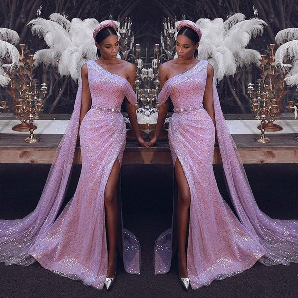 pink mermaid prom dresses plus size african one shoulder sequined high side split floor length prom gowns with wrap party celebrity dress, Black
pink mermaid prom dresses plus size african one shoulder sequined high side split floor length prom gowns with wrap party celebrity dress, Black