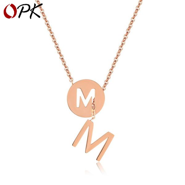 Japan and South Korea new short necklace personality simple m letter charm rose gold collarbone chain girls Necklace