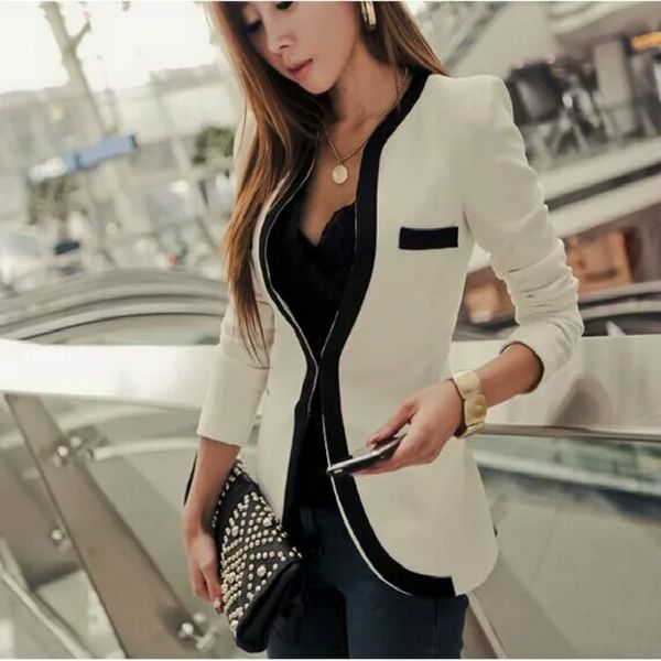 spring/summer blazer women ladies office blazer slim female plus size suit jacket black white trim formal blazers coat, White;black
spring/summer blazer women ladies office blazer slim female plus size suit jacket black white trim formal blazers coat, White;black