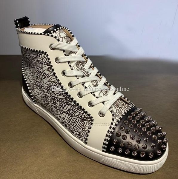fashion luxury graffiti leather casual flat women,men spike toe red bottom sneakers luxury designer high redbottom walking, Black
fashion luxury graffiti leather casual flat women,men spike toe red bottom sneakers luxury designer high redbottom walking, Black