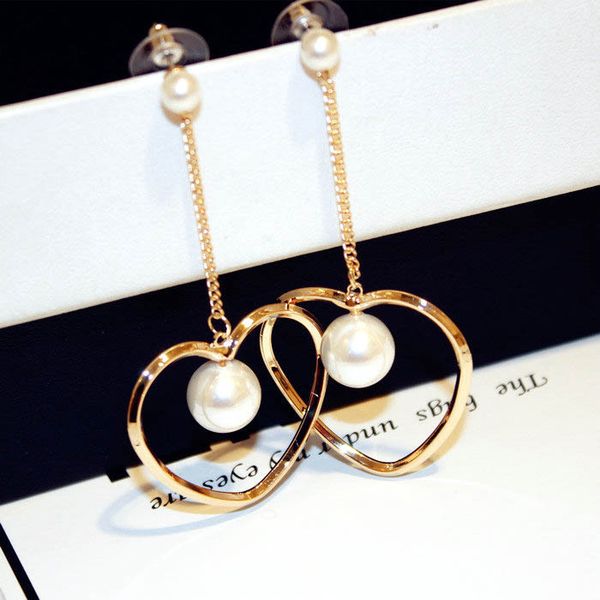 wholesale- geometry heart pendant pearl drop stud earrings for woman girls dangle chandelier gold white, Golden;silver
wholesale- geometry heart pendant pearl drop stud earrings for woman girls dangle chandelier gold white, Golden;silver