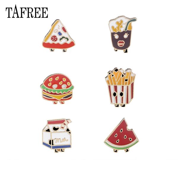 

cute cartoon brooches hamburger cola french fries milk pizza watermelon lapel pins environmental alloy badge jewelry, Gray