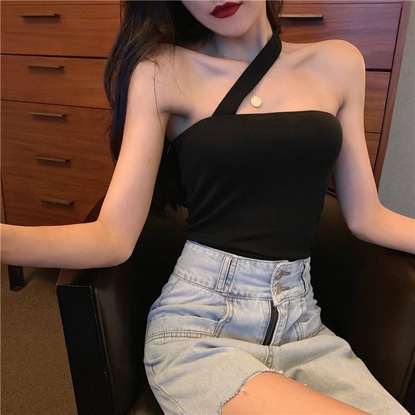 chic cool off-shoulder sling vest strap tube 2020 summer new style temperament slimming shirt womens, Black;white
chic cool off-shoulder sling vest strap tube 2020 summer new style temperament slimming shirt womens, Black;white