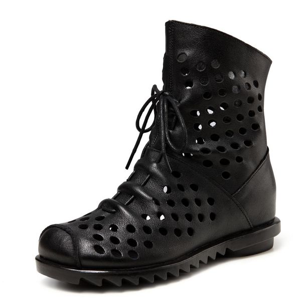 leather softsoled net boots with round head tie summer boots with sloping heels and hollow leisure 2019 new womens, Black
leather softsoled net boots with round head tie summer boots with sloping heels and hollow leisure 2019 new womens, Black