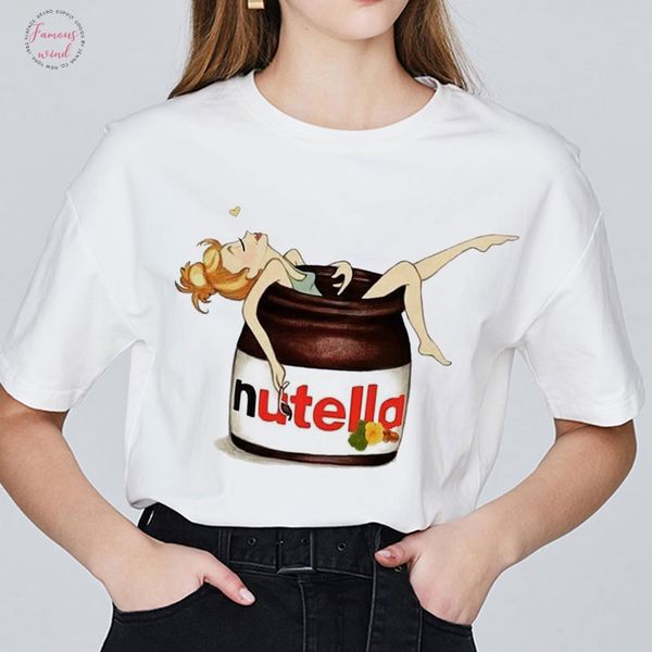 2020 nutella kawaii print t shirt women 90s harajuku ullzang fashion female t shirt graphic cute cartoon korean short style tees, White 
2020 nutella kawaii print t shirt women 90s harajuku ullzang fashion female t shirt graphic cute cartoon korean short style tees, White