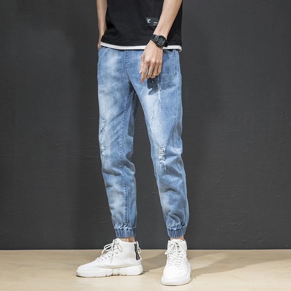 men's jeans 2019 spring and summer korean edition trend elastic loose jeans workwear hallen bundled nine-minute pants613/612/611, Blue
men's jeans 2019 spring and summer korean edition trend elastic loose jeans workwear hallen bundled nine-minute pants613/612/611, Blue