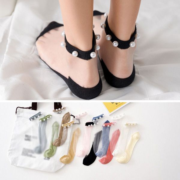 new summer stylish trendy fashion modern woman girl glitter shiny pearl socks mesh thin bead gauze transparent sox, Black;white 
new summer stylish trendy fashion modern woman girl glitter shiny pearl socks mesh thin bead gauze transparent sox, Black;white