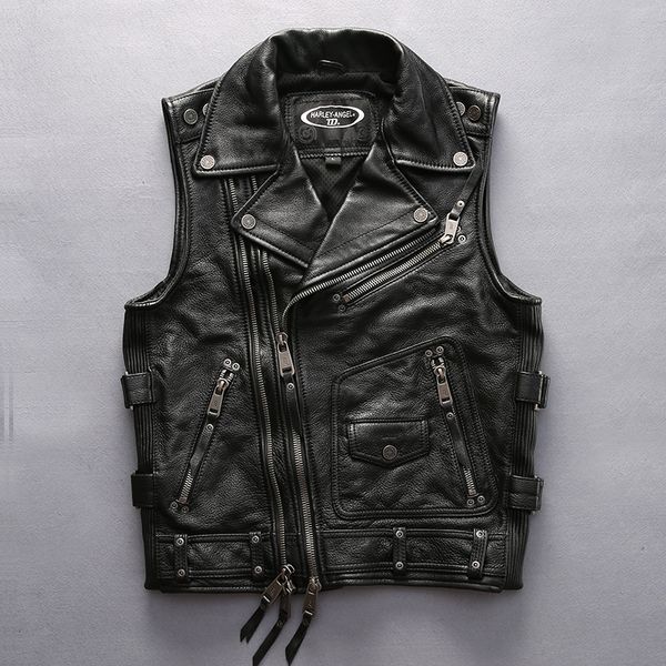 dhl men new style cowhide vest motorcycle rider genuine leather vest double zipper sleeveless coat, Black;white
dhl men new style cowhide vest motorcycle rider genuine leather vest double zipper sleeveless coat, Black;white