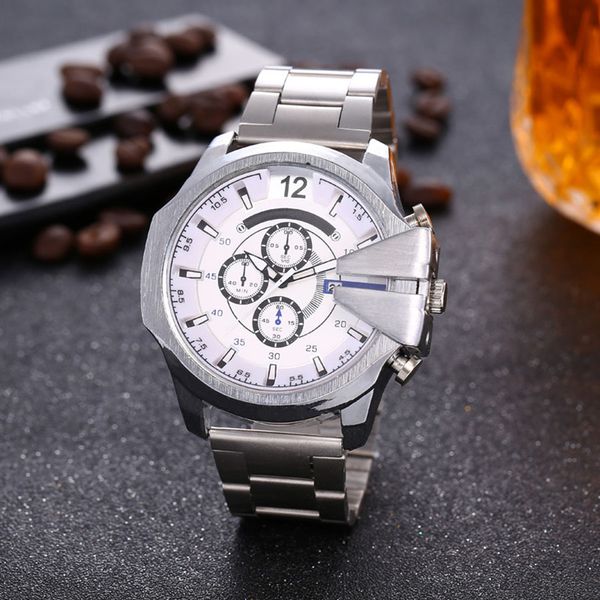 rushed mens watch big dial stainless steel sports military watches calendar business quartz wristwatches clocks montre homme gifts, Slivery;brown
rushed mens watch big dial stainless steel sports military watches calendar business quartz wristwatches clocks montre homme gifts, Slivery;brown