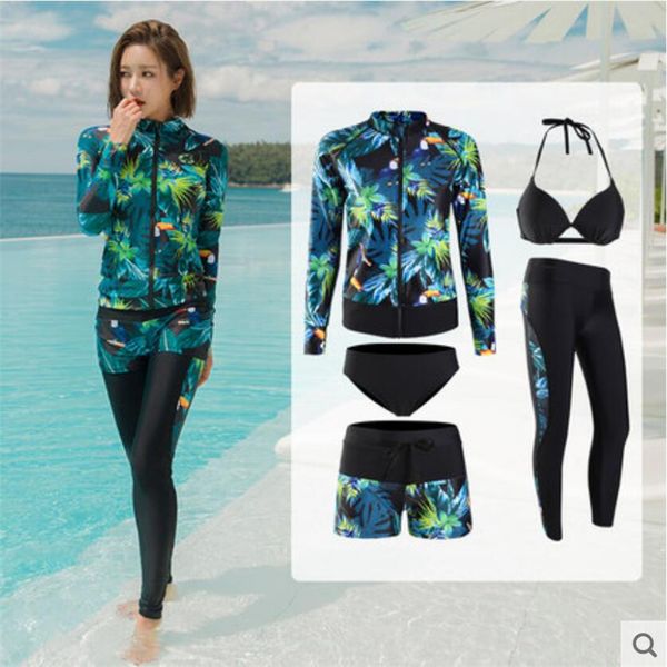 korean style 5 pieces surf swimsuit for women 2019 uv protection swimwear bikini+zip shirt+pants+shorts ladies snorkeling suit, White;black
korean style 5 pieces surf swimsuit for women 2019 uv protection swimwear bikini+zip shirt+pants+shorts ladies snorkeling suit, White;black