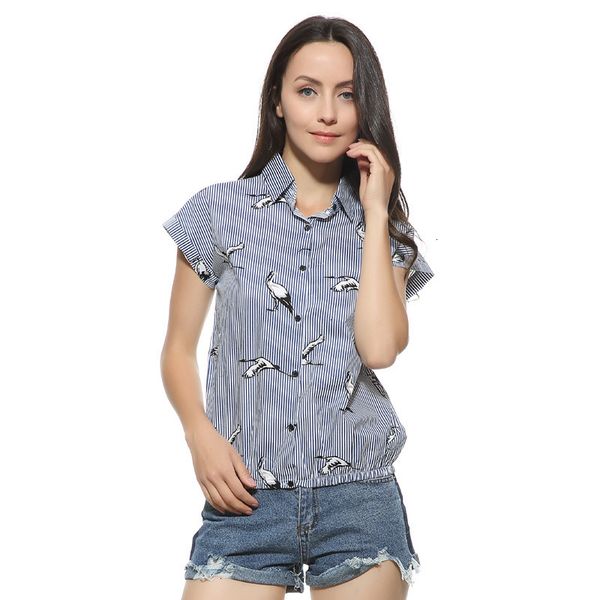 women clothing womens blouses women birds print loose blue striped shirts collar short sleeve blouses summer fashion blusas dt829, White
women clothing womens blouses women birds print loose blue striped shirts collar short sleeve blouses summer fashion blusas dt829, White