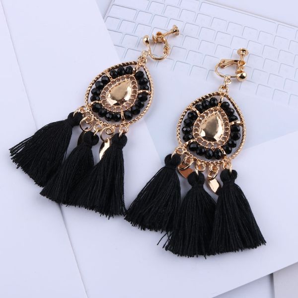 new arrival tassel clip on earrings without piercing bohemia fashion jewelry trendy cotton rope fringe ear clip for women party, Silver
new arrival tassel clip on earrings without piercing bohemia fashion jewelry trendy cotton rope fringe ear clip for women party, Silver