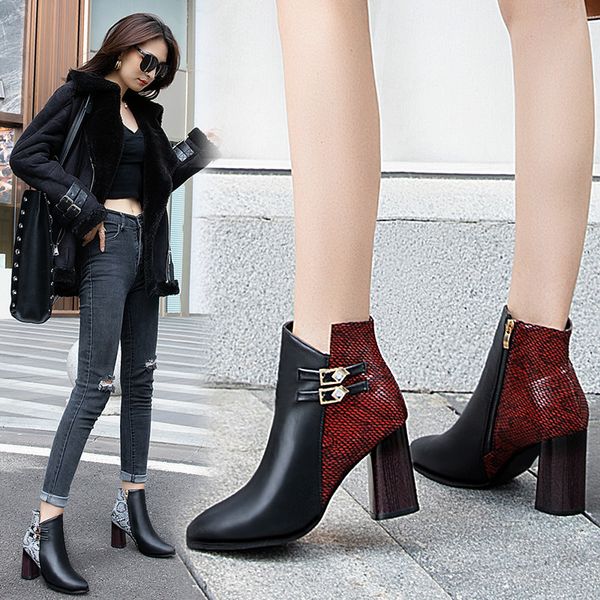 boots female 2019 autumn and winter new european and american snake pattern thick with pointed fashion boots women, Black
boots female 2019 autumn and winter new european and american snake pattern thick with pointed fashion boots women, Black