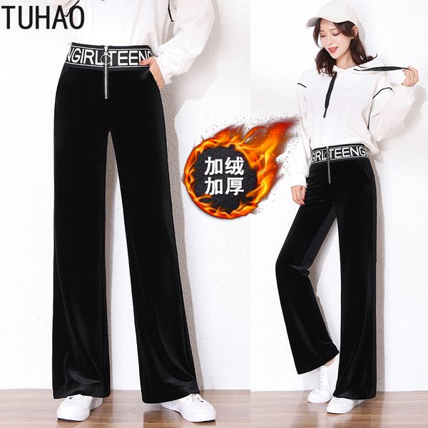 tuhao 2019 ladies autumn winter velvet velour wide leg pants black zipper elastic waist trousers plus size women's pants lz62, Black;white
tuhao 2019 ladies autumn winter velvet velour wide leg pants black zipper elastic waist trousers plus size women's pants lz62, Black;white