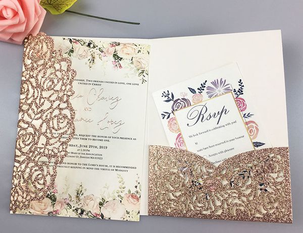 50x luxury glitter gold wedding invitations envelope personalized inserts rose laser cutting pocket fold invite
50x luxury glitter gold wedding invitations envelope personalized inserts rose laser cutting pocket fold invite