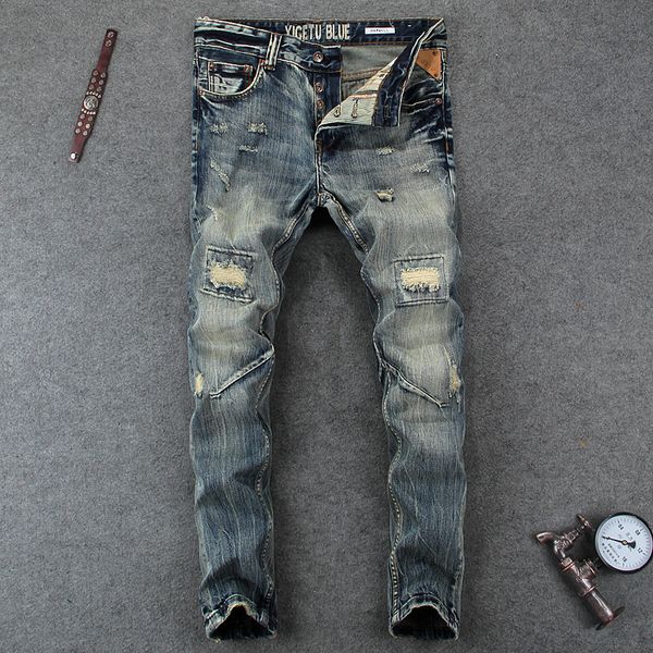 2020 fashion retro ripped jeans men's tide nostalgic washed micro-elastic slim small straight fashion men's jeans size 28-40, Blue
2020 fashion retro ripped jeans men's tide nostalgic washed micro-elastic slim small straight fashion men's jeans size 28-40, Blue