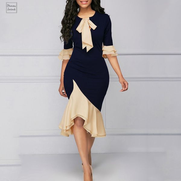 vintage elegant women dresses office twill lady bodycon flare sleeve bow collar falbala female girls party dress, Black;gray
vintage elegant women dresses office twill lady bodycon flare sleeve bow collar falbala female girls party dress, Black;gray