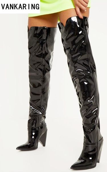 new fashion patent leather runway boots women over the knee high boots pointed toe strange high heel ladies dance, Black
new fashion patent leather runway boots women over the knee high boots pointed toe strange high heel ladies dance, Black