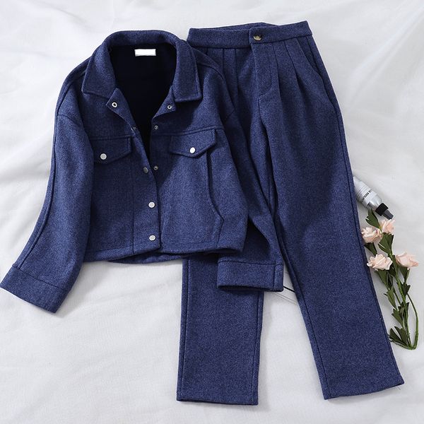 2018 new fashion women two piece set autumn winter woolen loose jacket coat + ankle length pants two-piece suit, Gray
2018 new fashion women two piece set autumn winter woolen loose jacket coat + ankle length pants two-piece suit, Gray