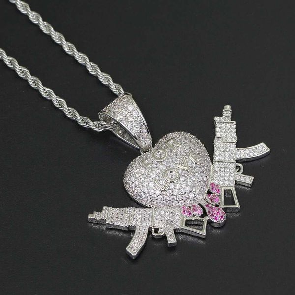 fashion-heart guns pendant necklaces for men women luxury letter for love pendants platinum plated copper zircons letter necklace gifts, Silver
fashion-heart guns pendant necklaces for men women luxury letter for love pendants platinum plated copper zircons letter necklace gifts, Silver