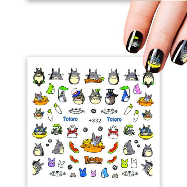 

1pcs nail sticker cartoon totoro water transfer decal sliders for nail art decoration tattoo manicure wraps tools tip jsx332, Black