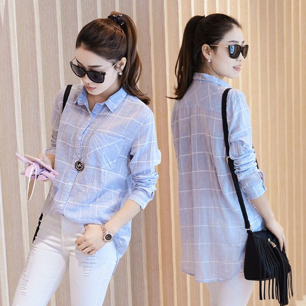primavera outono feminino manga longa camisa xadrez blusa casual solto feminino fino longo outart, White
primavera outono feminino manga longa camisa xadrez blusa casual solto feminino fino longo outart, White