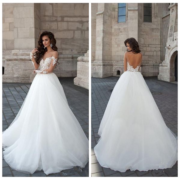 sheer illusion lace appliques a-line backless wedding dresses soft tulle bridal gowns 2020 formal robe de marriage customized, White
sheer illusion lace appliques a-line backless wedding dresses soft tulle bridal gowns 2020 formal robe de marriage customized, White