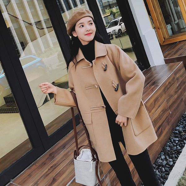 preppy style short coat for women turn-down collar wool coat and jacket horn button wide-waisted women clothes 2018, Black
preppy style short coat for women turn-down collar wool coat and jacket horn button wide-waisted women clothes 2018, Black