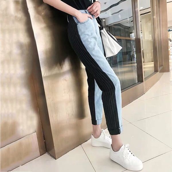 2020 spring new women striped patchwork denim pants trouse female caual jeans gdnz 2.25, Blue
2020 spring new women striped patchwork denim pants trouse female caual jeans gdnz 2.25, Blue