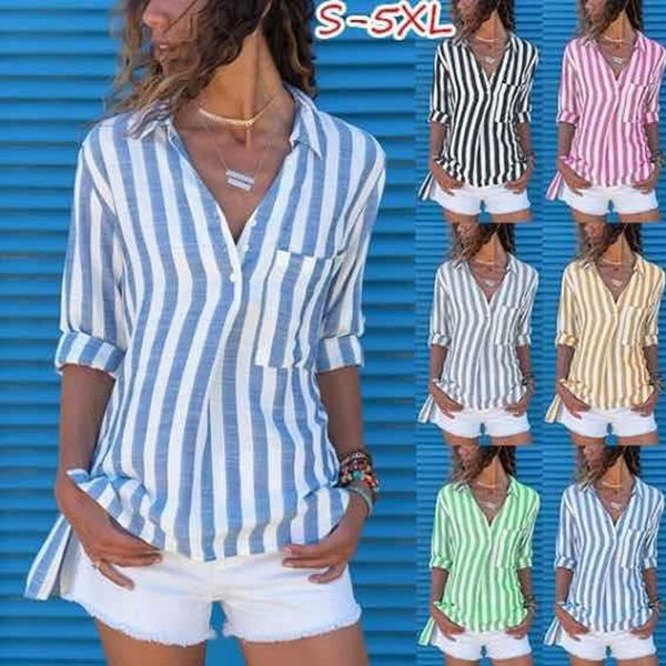 2019 new popular autumn and summer striped long-sleeved casual shirt women's fashion s-5xl, White
2019 new popular autumn and summer striped long-sleeved casual shirt women's fashion s-5xl, White