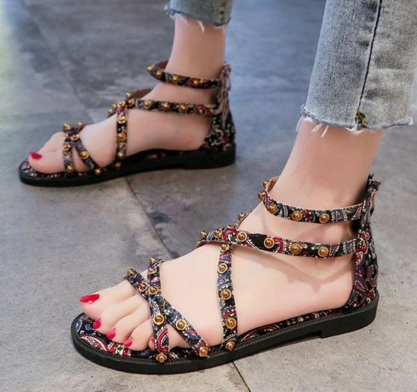 woman slippers women's open toe national wind embroider sandals bohemian style sandals contrast zipper, Black
woman slippers women's open toe national wind embroider sandals bohemian style sandals contrast zipper, Black