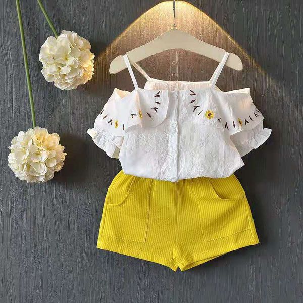 kids designer clothes girls summer clothing open shoulder embroidery t-shirt and shorts medium and small girls outfits, White
kids designer clothes girls summer clothing open shoulder embroidery t-shirt and shorts medium and small girls outfits, White