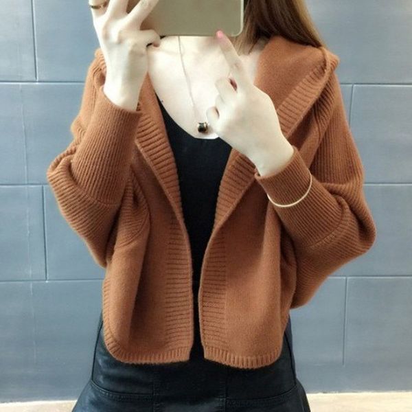women women batwing sleeve short cardigan fashion casual loose hooded sweaters coat autumn winter warm knitted cardigans sweater, White;black
women women batwing sleeve short cardigan fashion casual loose hooded sweaters coat autumn winter warm knitted cardigans sweater, White;black