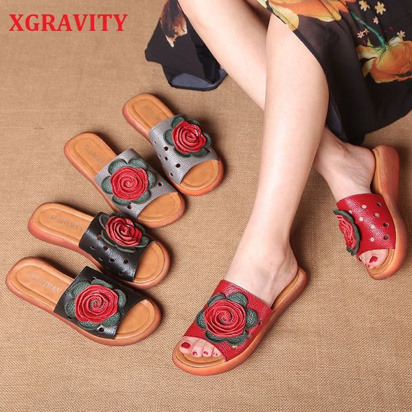 sandals xgravity 2021 summer slides elegant genuine leather flower design women slippers thick sole ethnic lady floral shoe b120, Black
sandals xgravity 2021 summer slides elegant genuine leather flower design women slippers thick sole ethnic lady floral shoe b120, Black