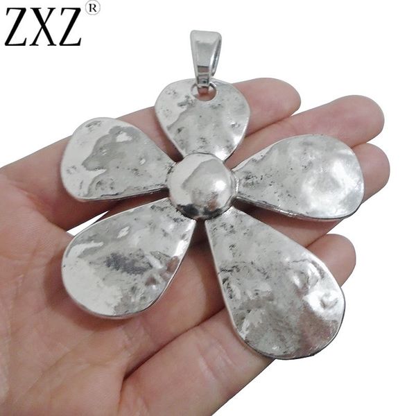 zxz 2pcs antique silver large hammered flower charms necklace pendants for jewelry making findings 68x60mm
zxz 2pcs antique silver large hammered flower charms necklace pendants for jewelry making findings 68x60mm